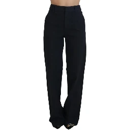Black Checkered High Waist Straight Pants