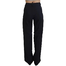 Black Checkered High Waist Straight Pants