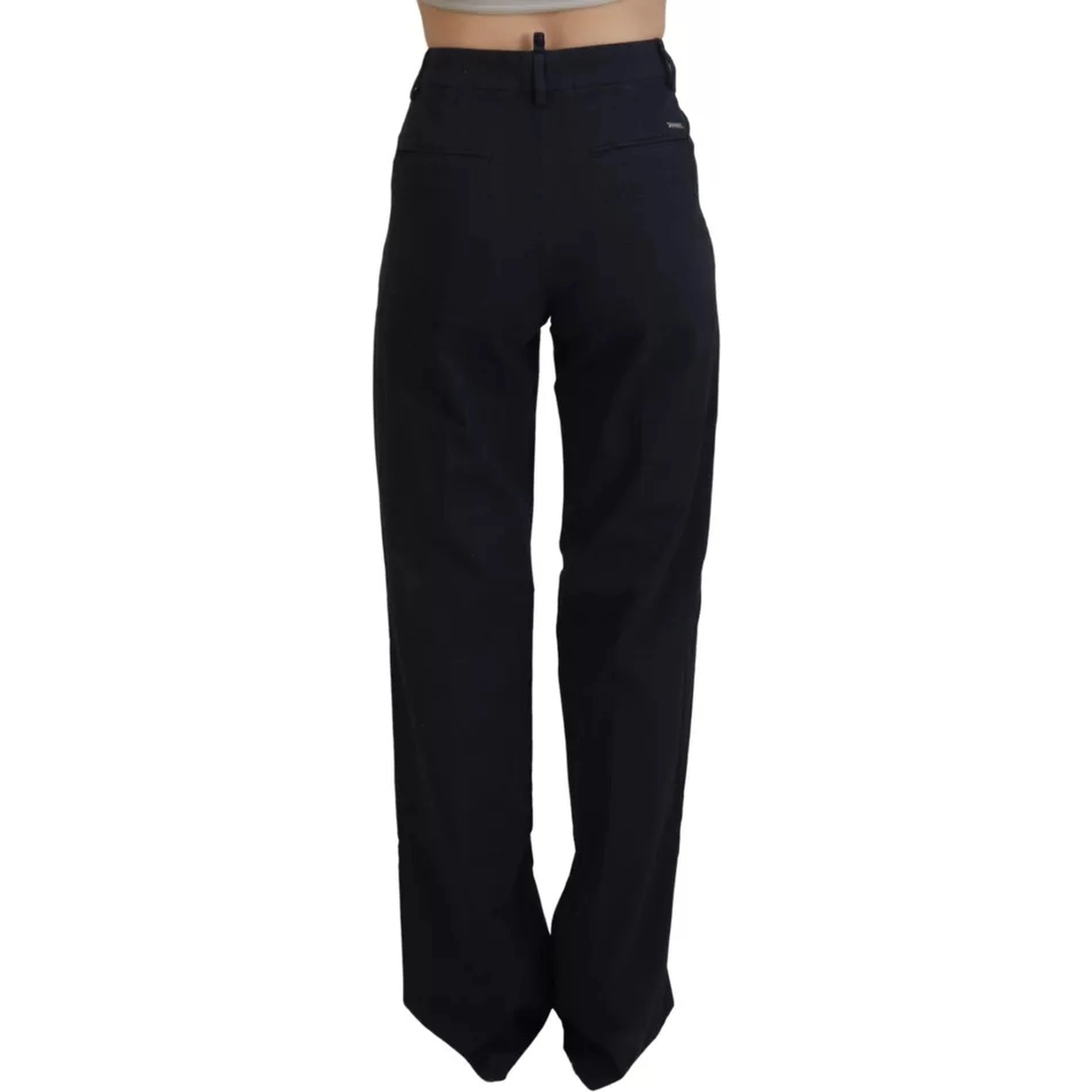 Black Checkered High Waist Straight Pants