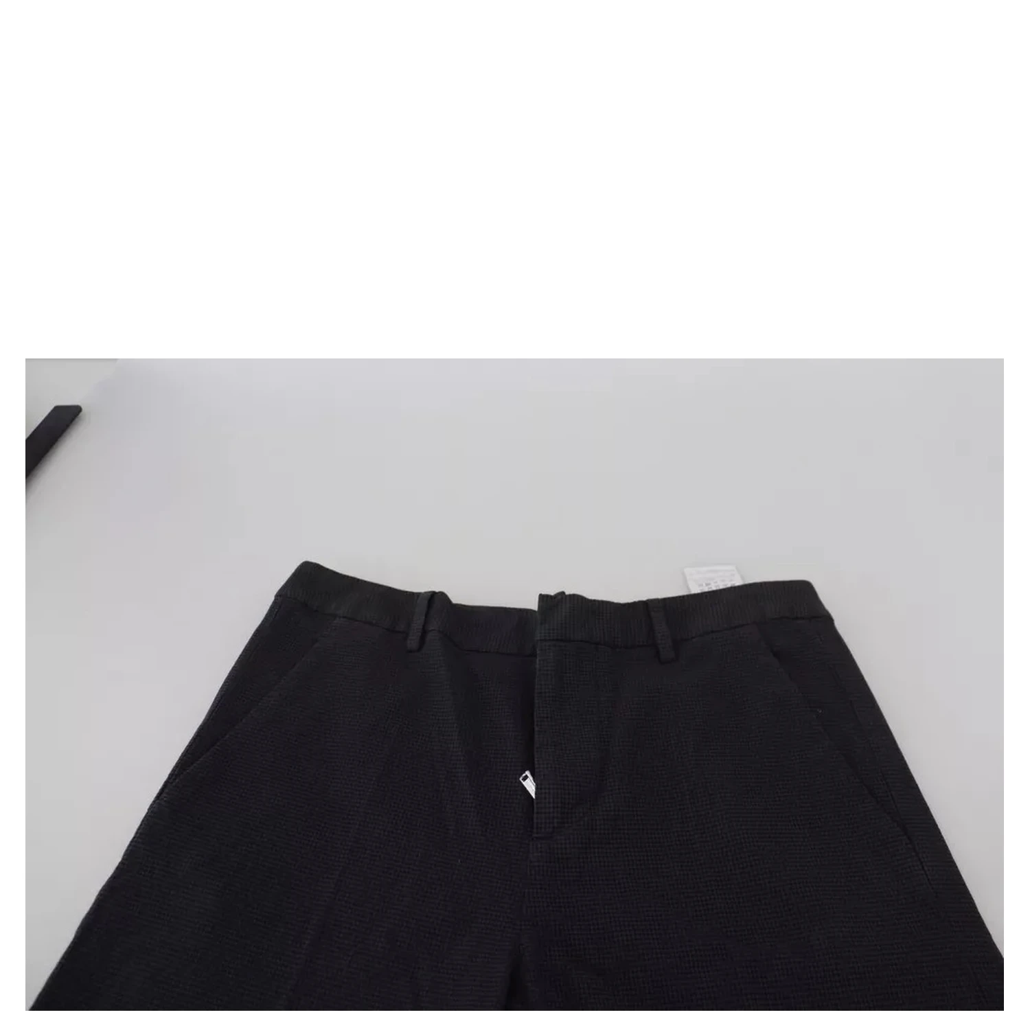 Black Checkered High Waist Straight Pants