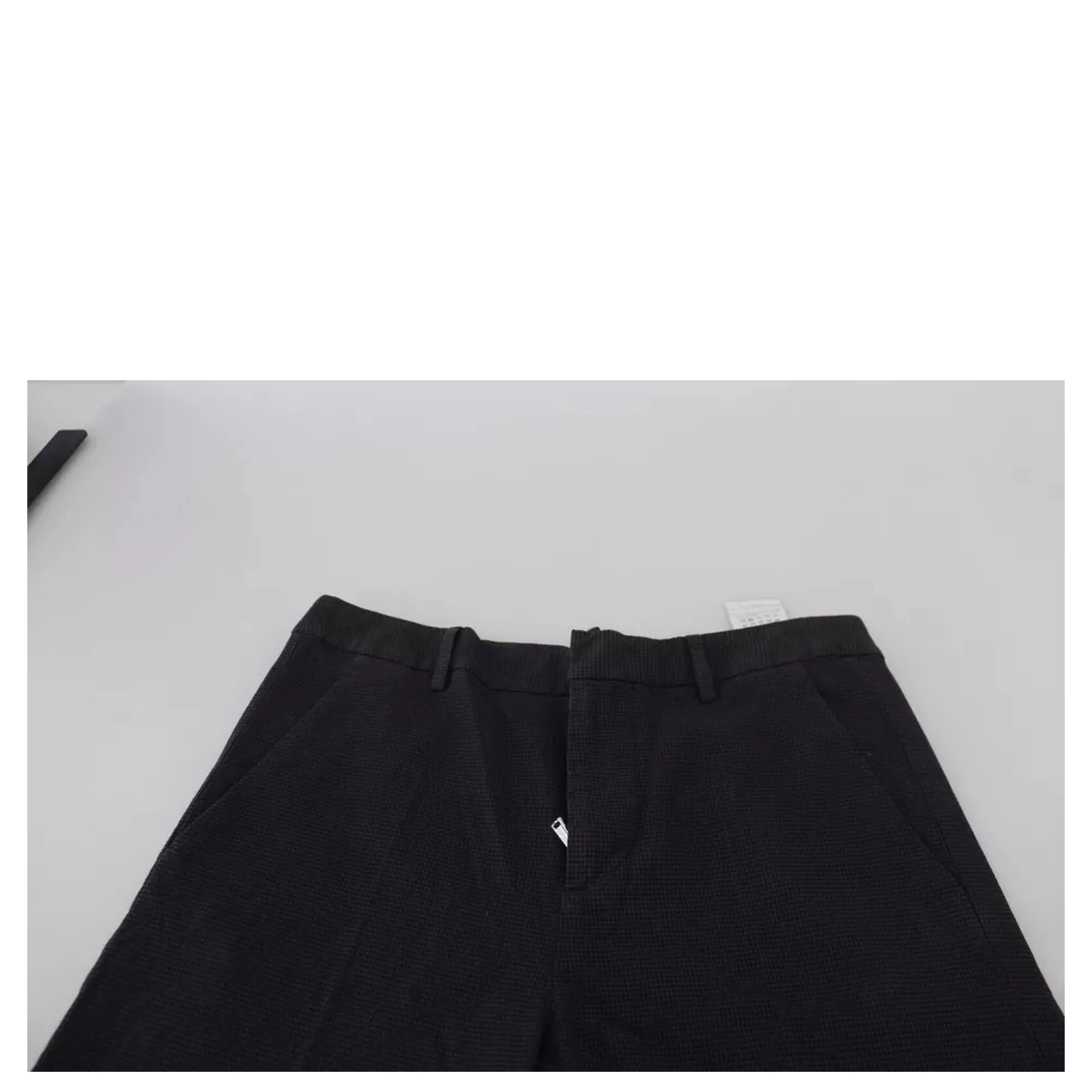 Black Checkered High Waist Straight Pants
