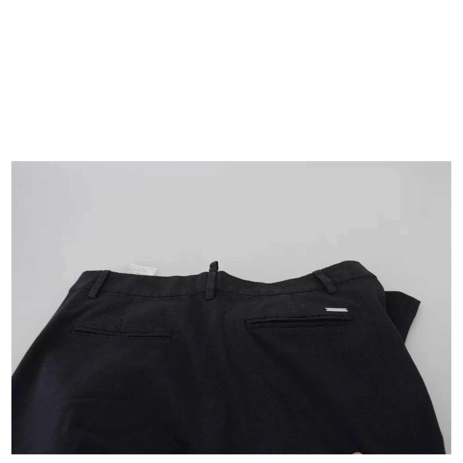 Black Checkered High Waist Straight Pants
