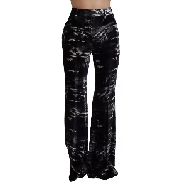 Black Printed High Waist Super Flare Pants