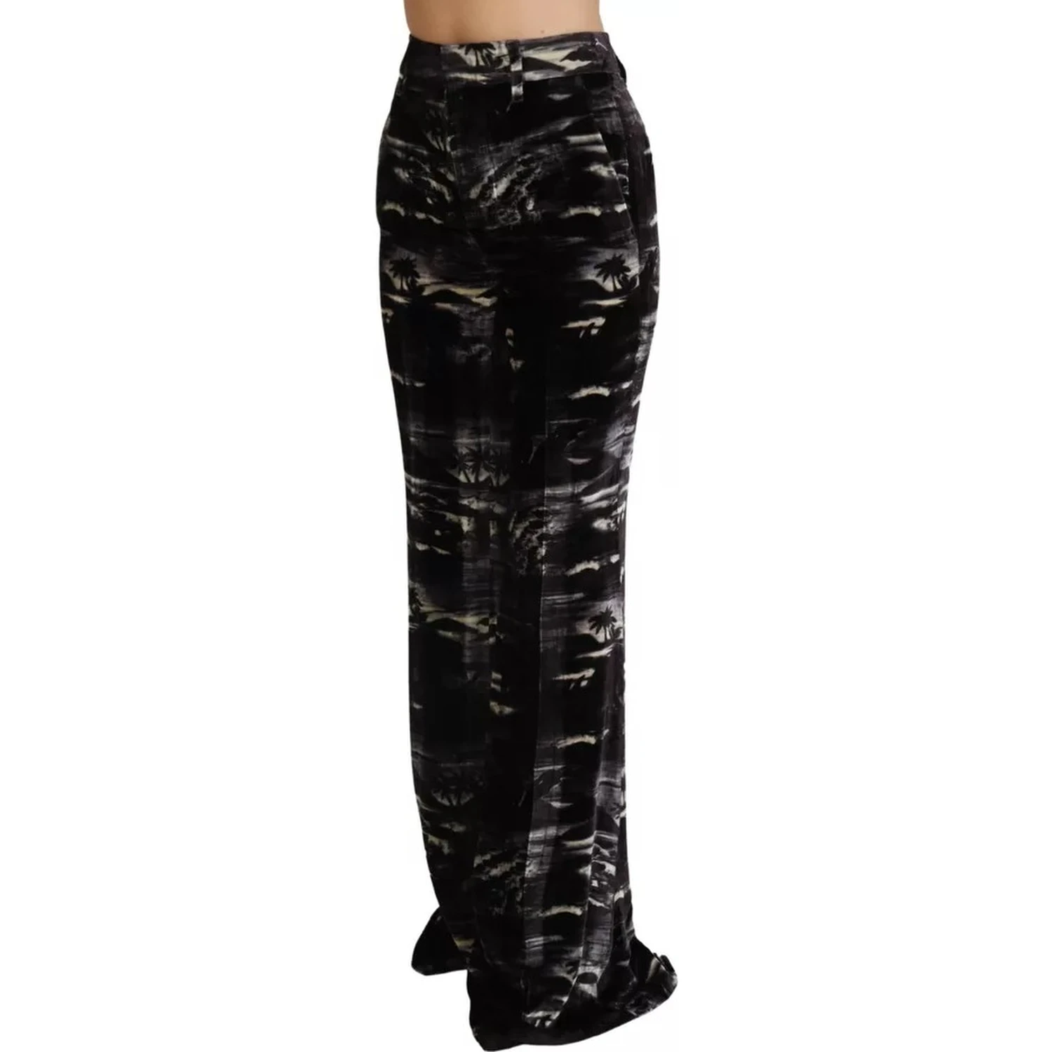 Black Printed High Waist Super Flare Pants