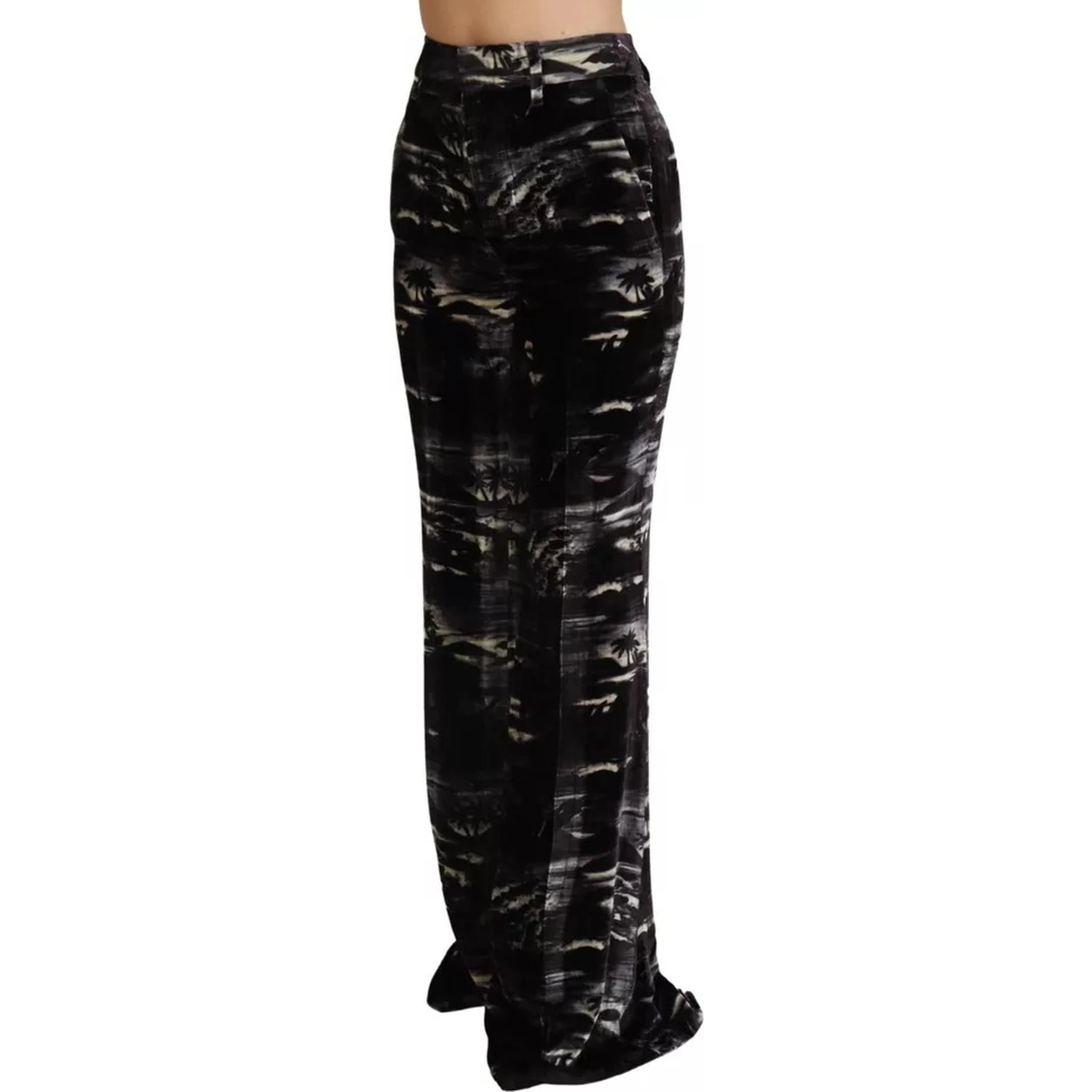 Black Printed High Waist Super Flare Pants
