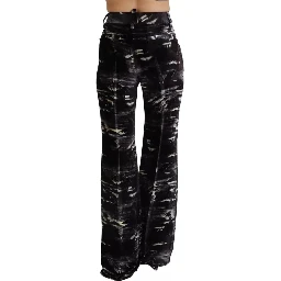 Black Printed High Waist Super Flare Pants
