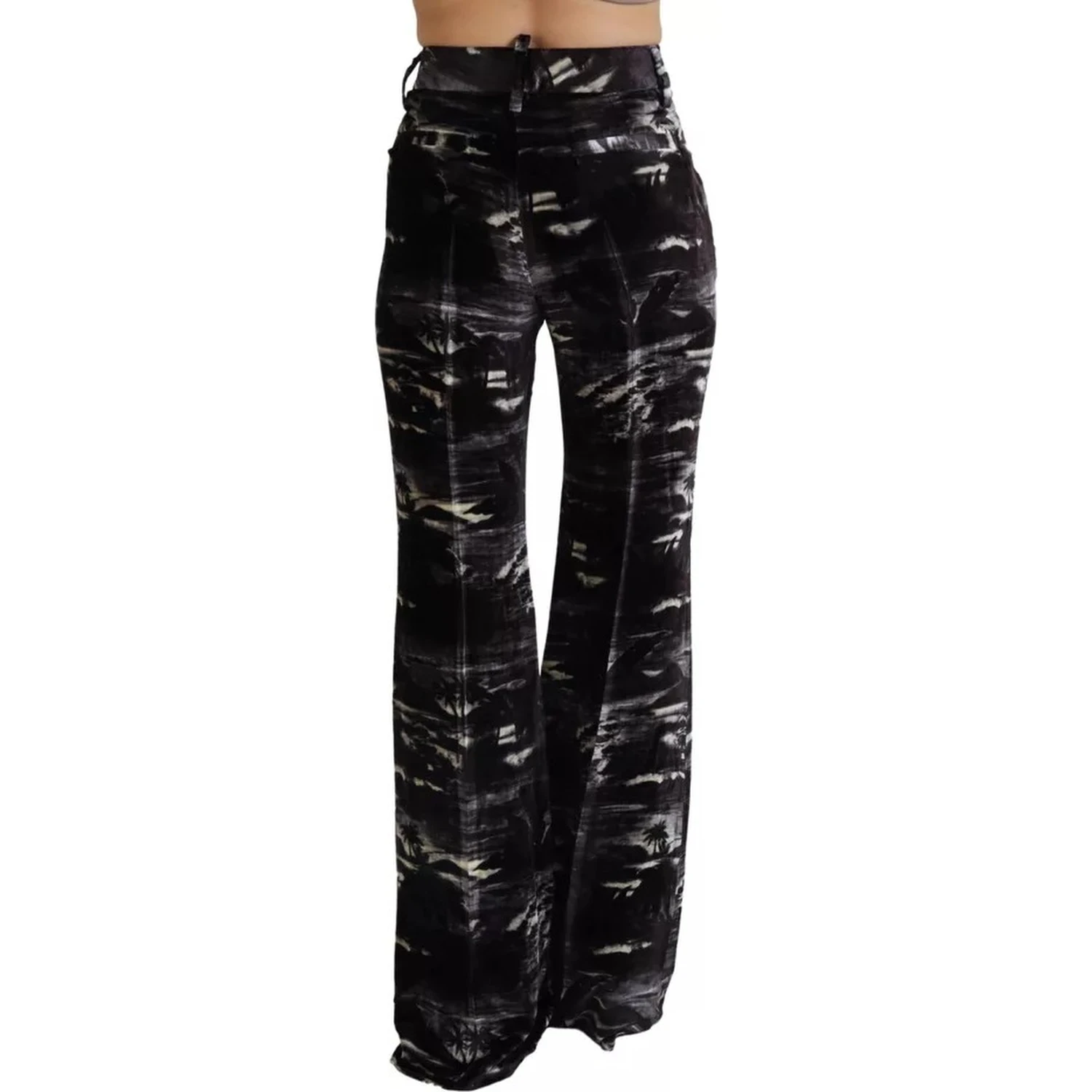 Black Printed High Waist Super Flare Pants