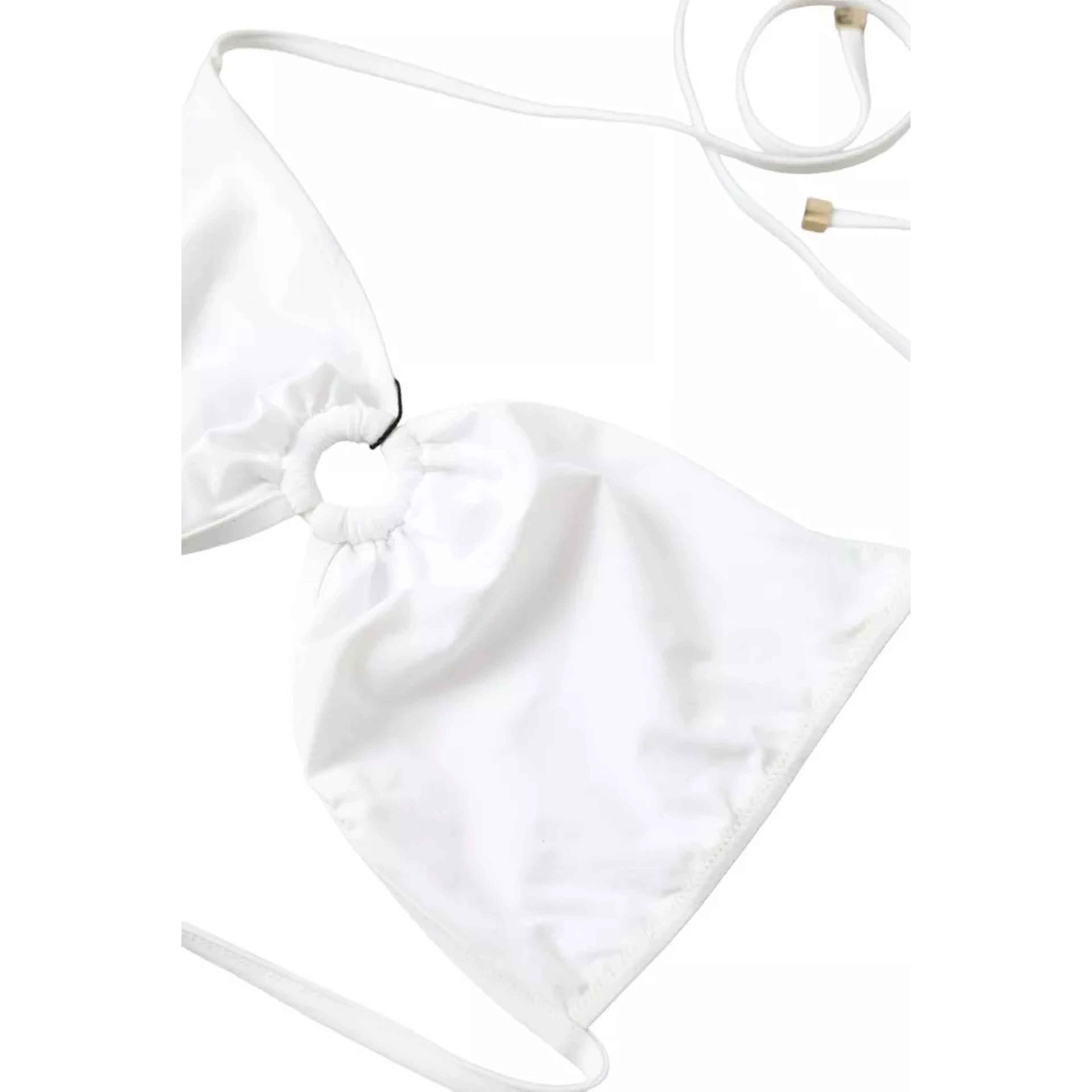 White Nylon Stretch Swimwear Top Bikini