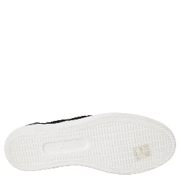 Black Lace Leather Logo Flat Slip-On Sneakers