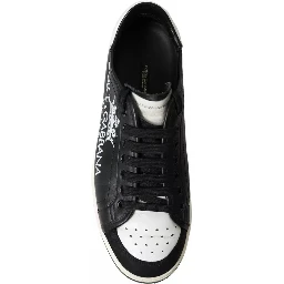 Black Leather Crown Milano Men Sneakers Shoes