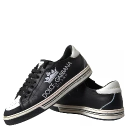 Black Leather Crown Milano Men Sneakers Shoes