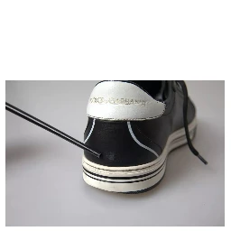 Black Leather Crown Milano Men Sneakers Shoes