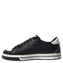 Black Leather Crown Milano Men Sneakers Shoes
