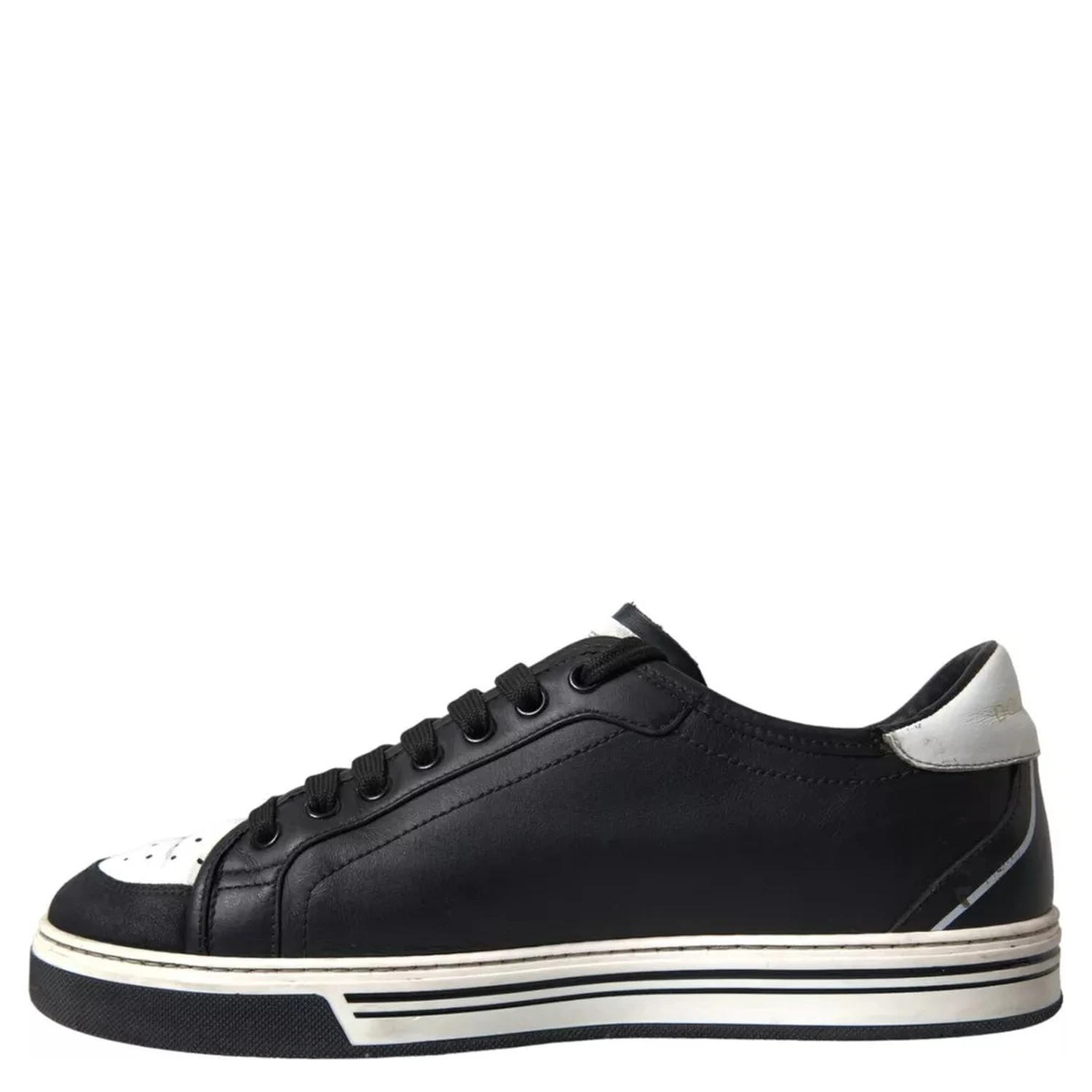 Black Leather Crown Milano Men Sneakers Shoes