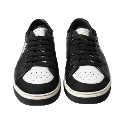 Black Leather Crown Milano Men Sneakers Shoes