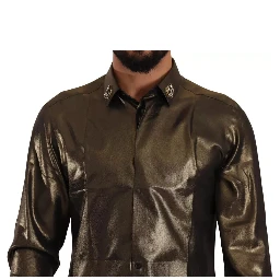 Metallic Gold DG Embroidered Crown Silk Top Shirt