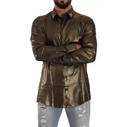 Metallic Gold DG Embroidered Crown Silk Top Shirt