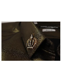 Metallic Gold DG Embroidered Crown Silk Top Shirt