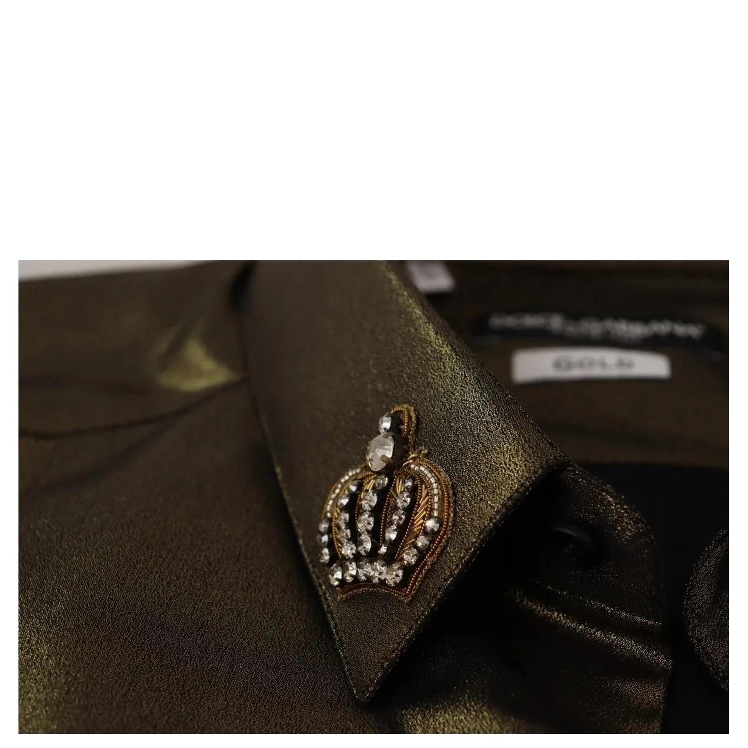 Metallic Gold DG Embroidered Crown Silk Top Shirt