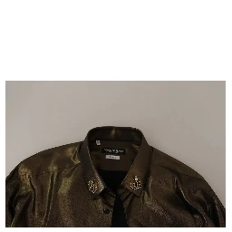 Metallic Gold DG Embroidered Crown Silk Top Shirt