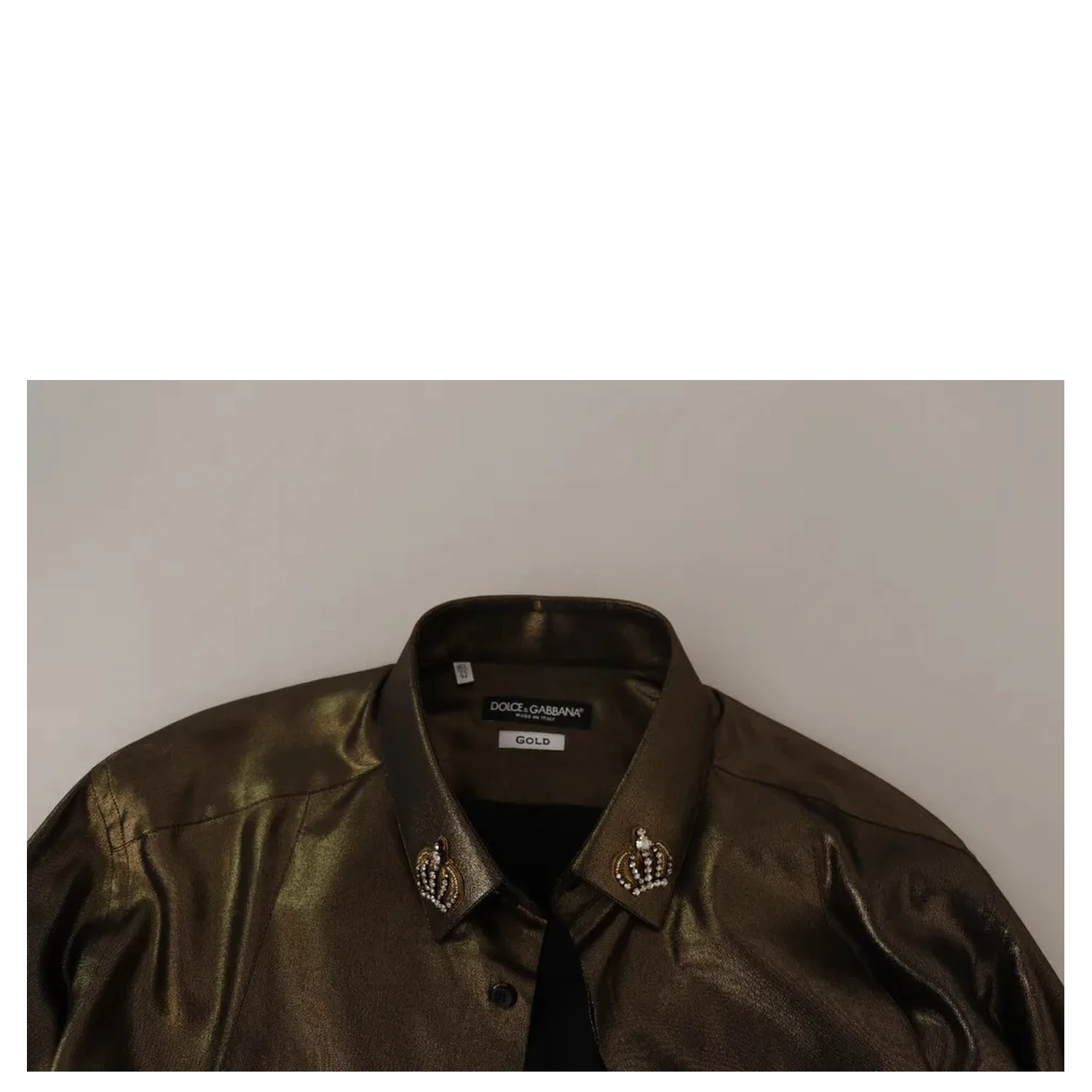 Metallic Gold DG Embroidered Crown Silk Top Shirt