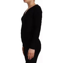 Black Wool Knit Button Down Cardigan Sweater