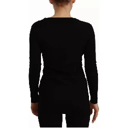 Black Wool Knit Button Down Cardigan Sweater