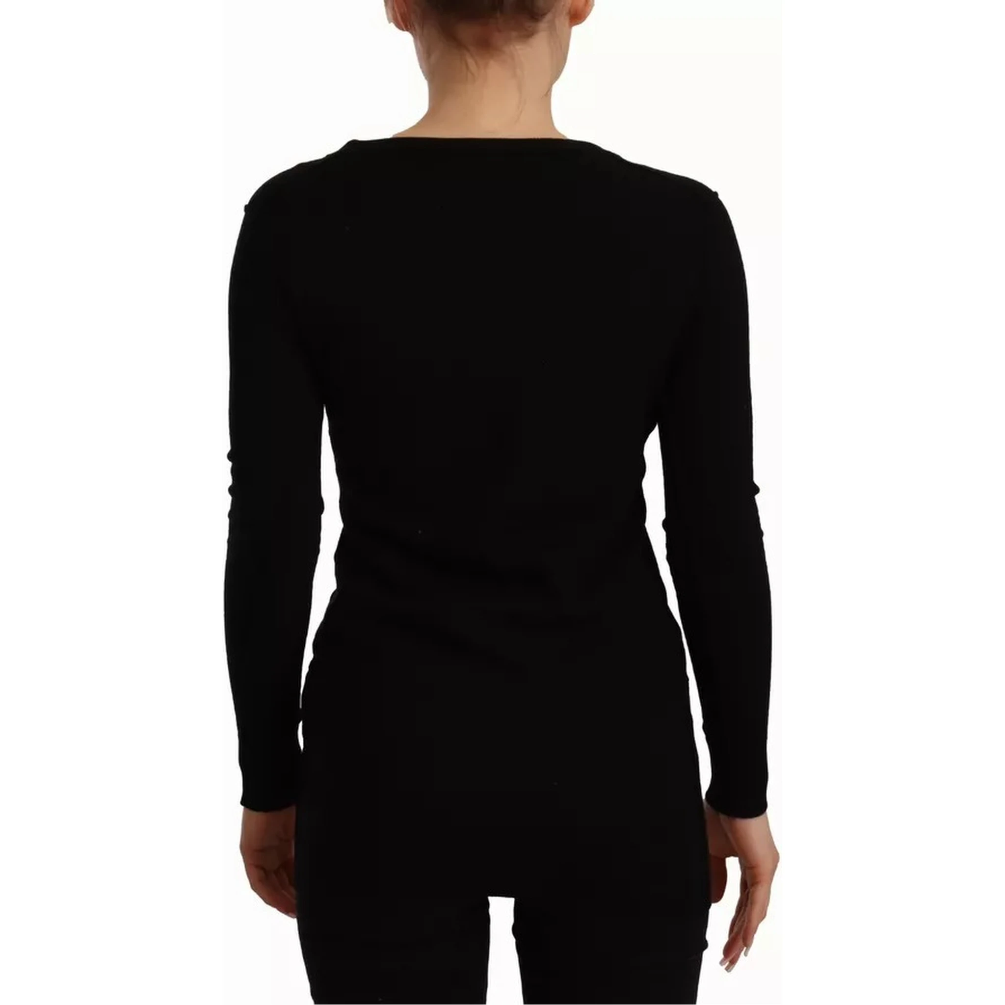 Black Wool Knit Button Down Cardigan Sweater