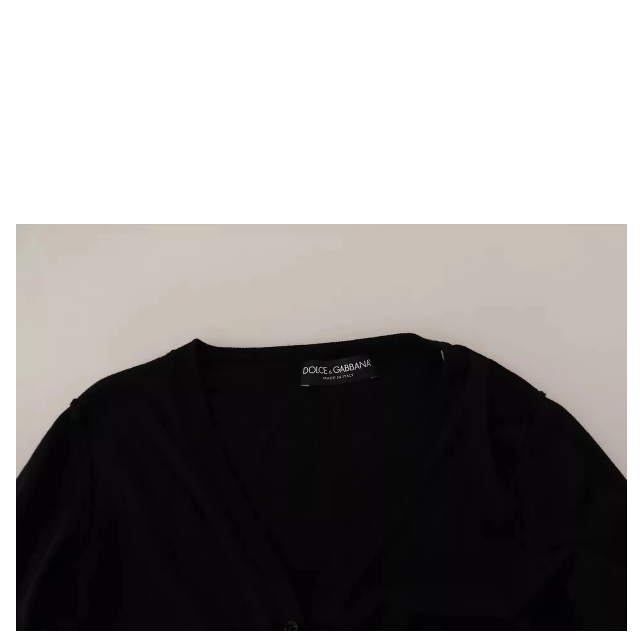 Black Wool Knit Button Down Cardigan Sweater