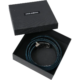 Blue Velvet Leather Silver Metal Buckle Belt