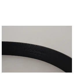 Black Exotic Leather Gold Metal Buckle Belt