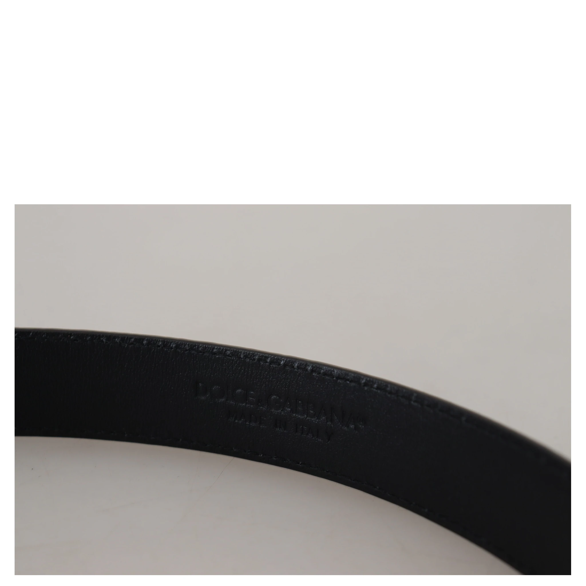 Black Exotic Leather Gold Metal Buckle Belt