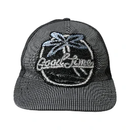 Black Cotton Embellished Baseball Hat Men