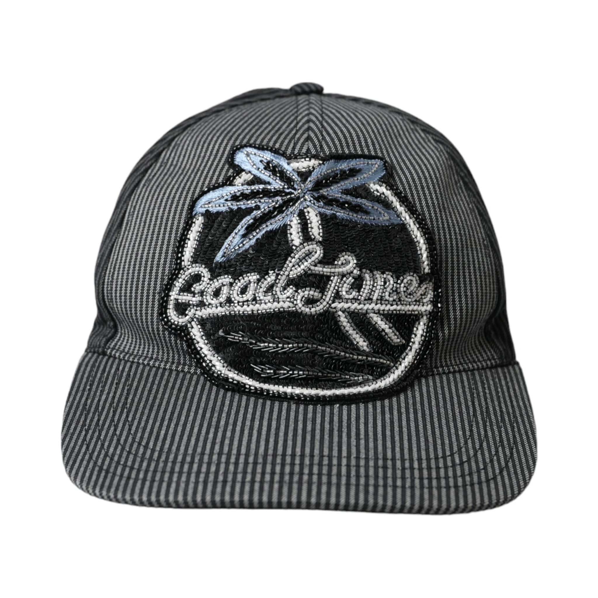 Black Cotton Embellished Baseball Hat Men