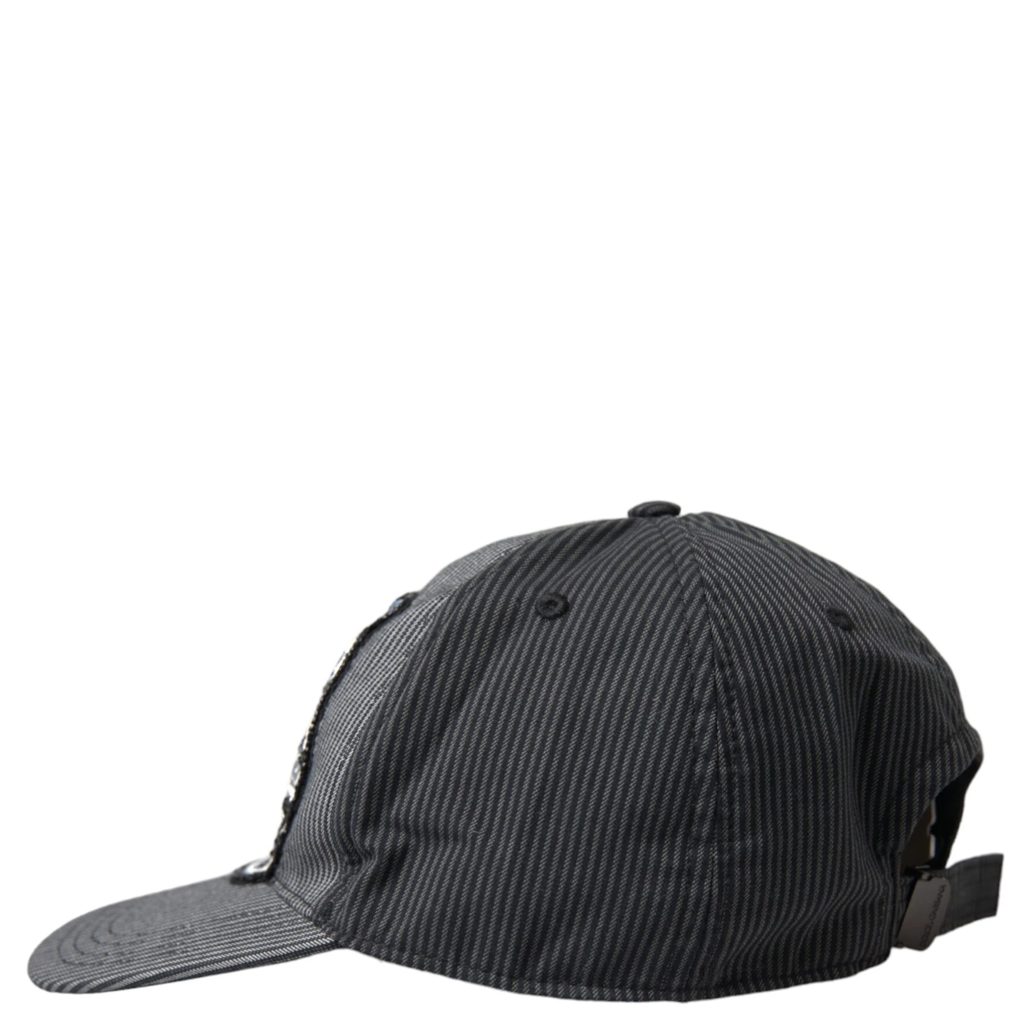 Black Cotton Embellished Baseball Hat Men