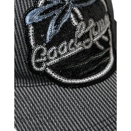 Black Cotton Embellished Baseball Hat Men