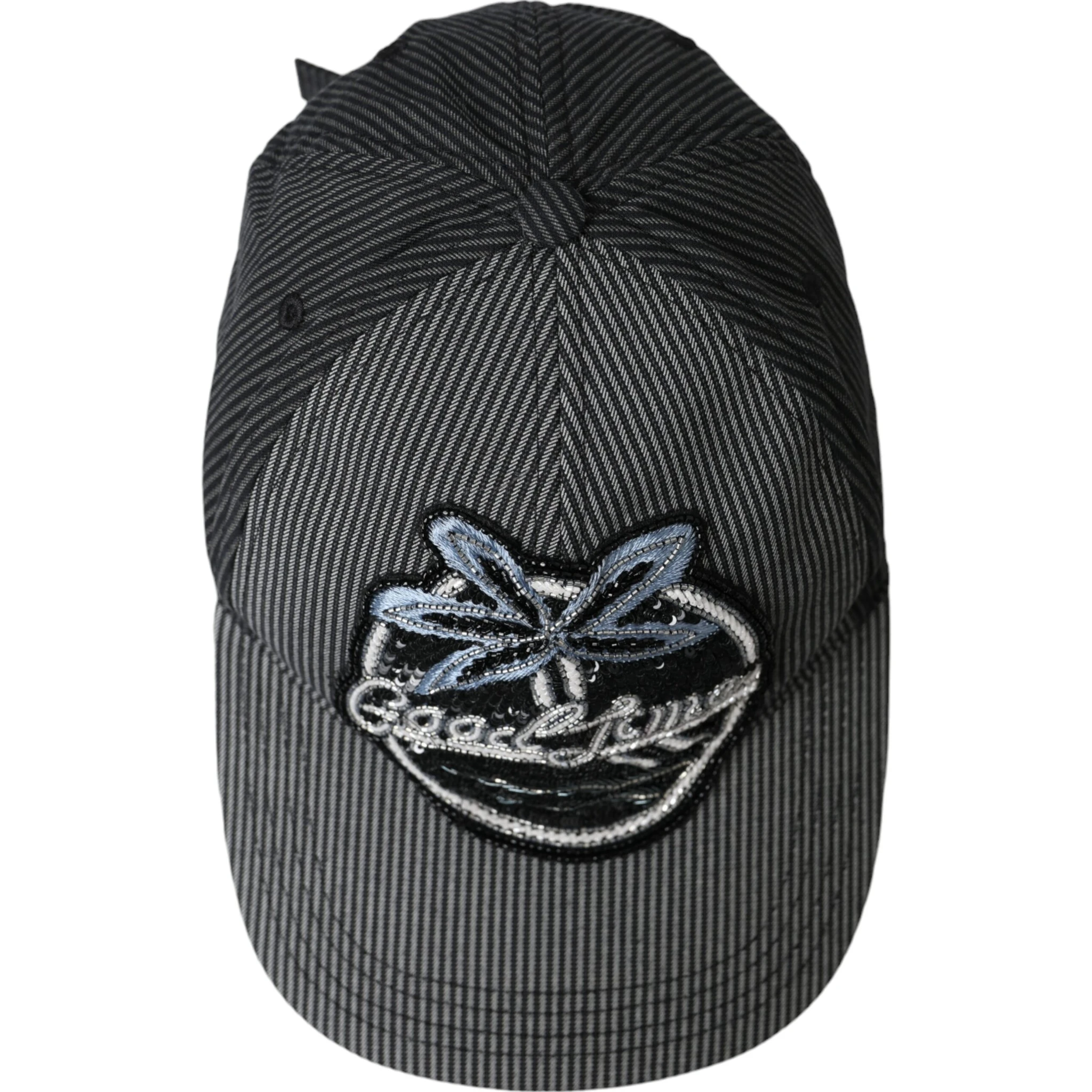 Black Cotton Embellished Baseball Hat Men
