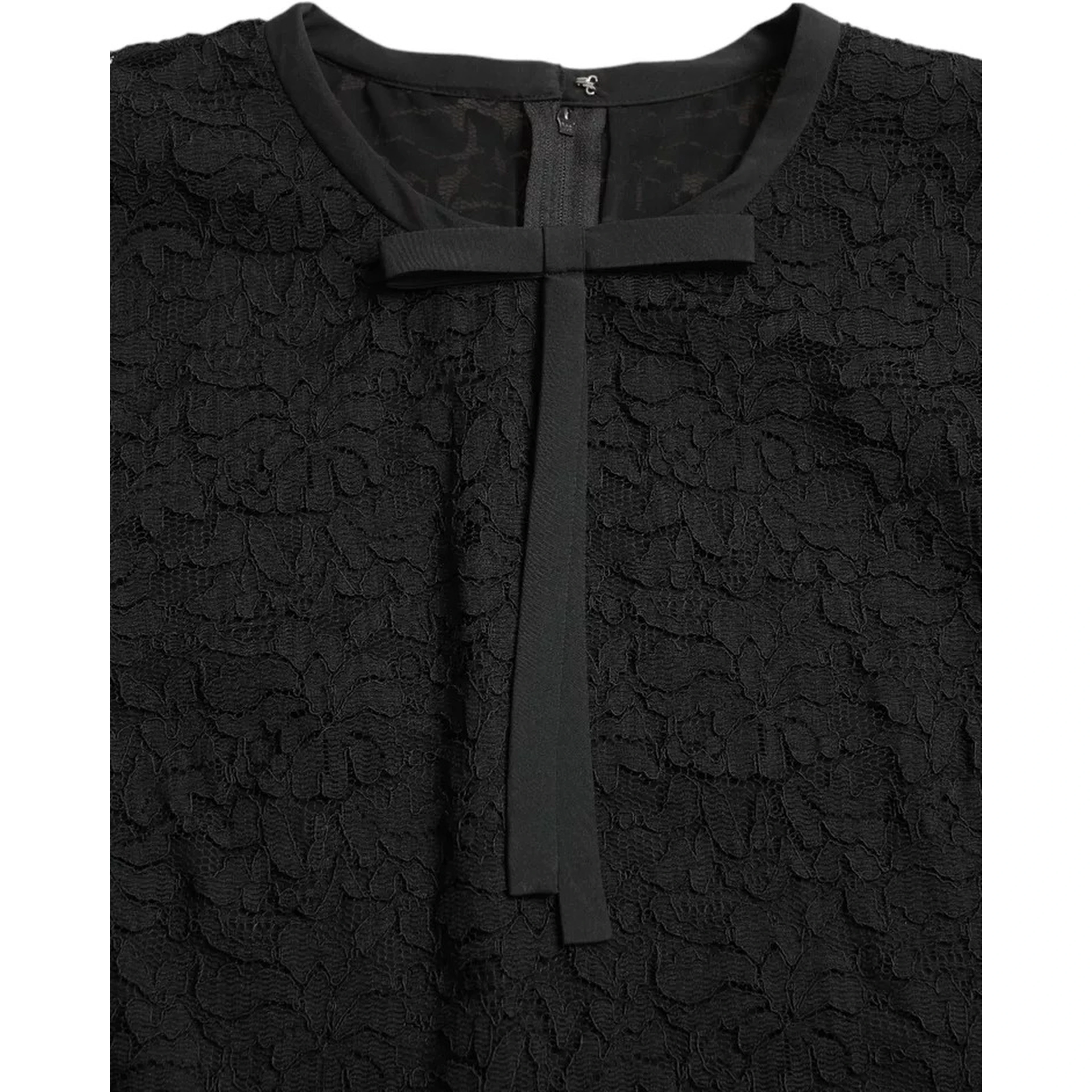 Black Floral Lace Blouse T-shirt Staff Top