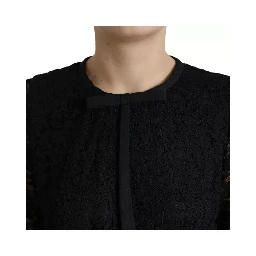 Black Floral Lace Blouse T-shirt Staff Top