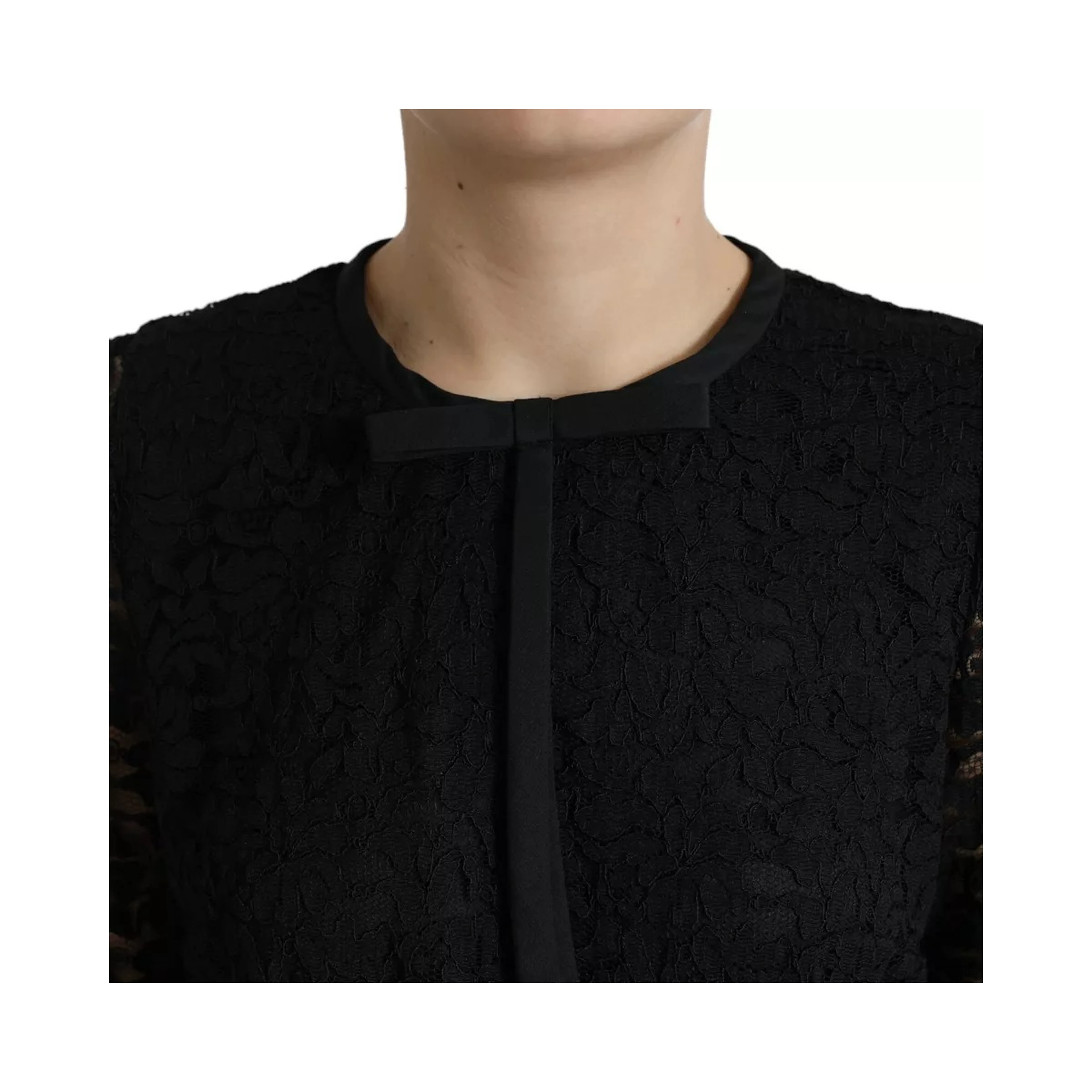 Black Floral Lace Blouse T-shirt Staff Top