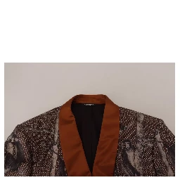 Bronze Monkey Print Silk Slim Jacket Blazer