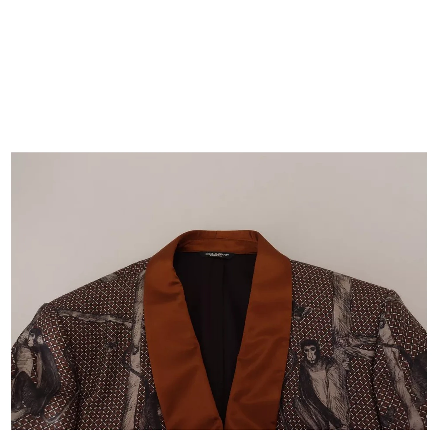 Bronze Monkey Print Silk Slim Jacket Blazer