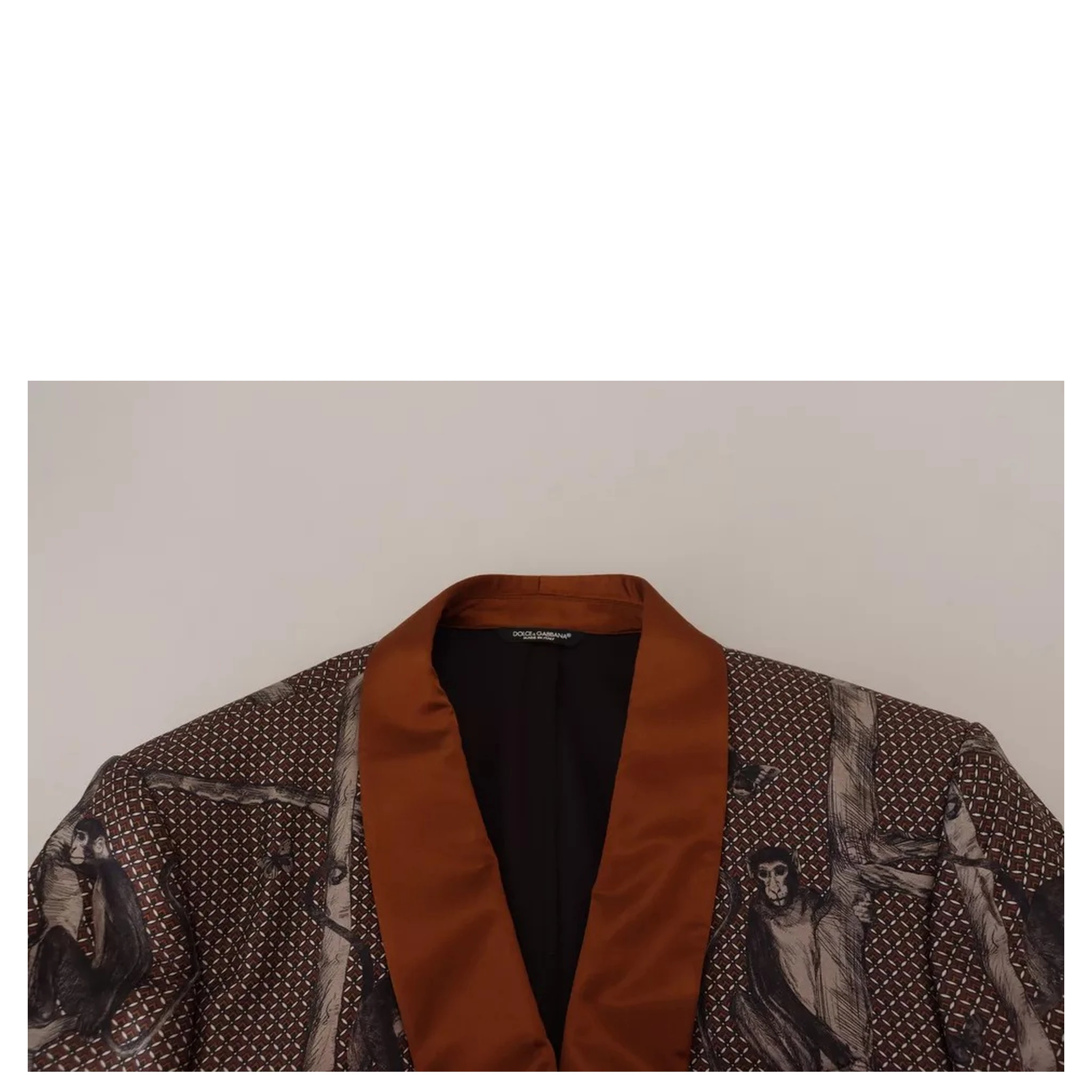 Bronze Monkey Print Silk Slim Jacket Blazer