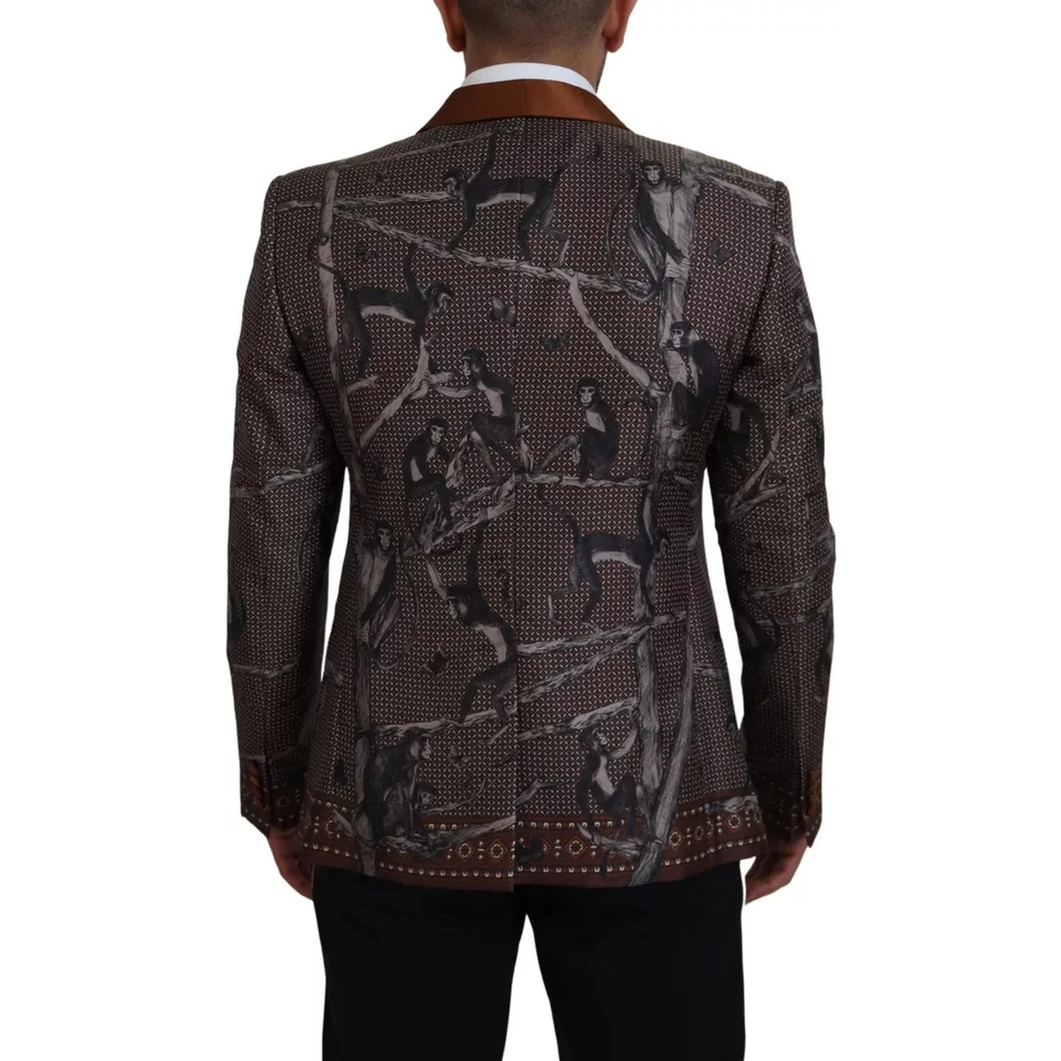 Bronze Monkey Print Silk Slim Jacket Blazer