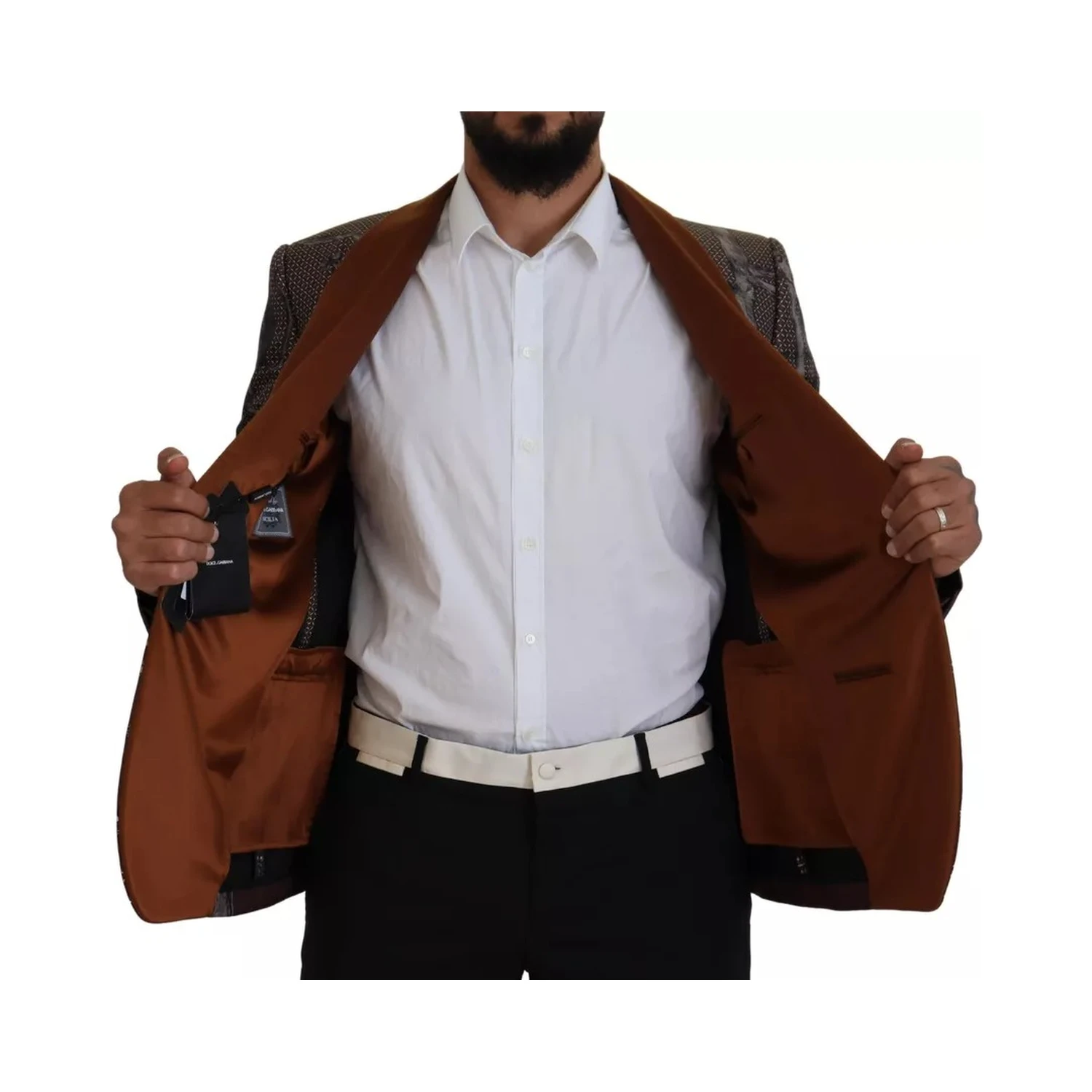 Bronze Monkey Print Silk Slim Jacket Blazer