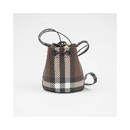 Mini Check Monogram Bucket Bag In Brown