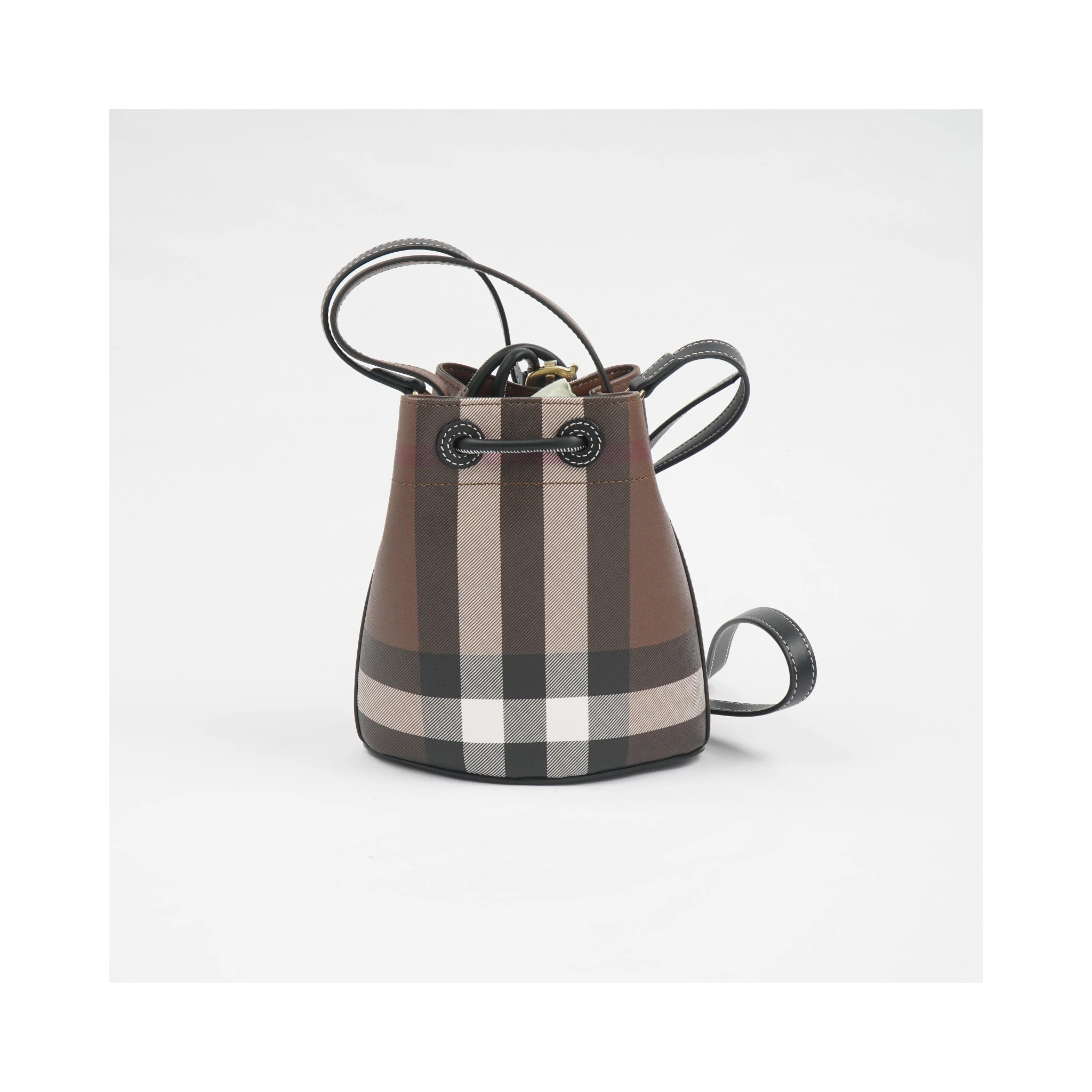 Mini Check Monogram Bucket Bag In Brown