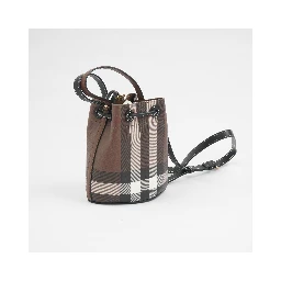 Mini Check Monogram Bucket Bag In Brown