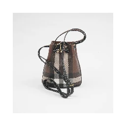 Mini Check Monogram Bucket Bag In Brown