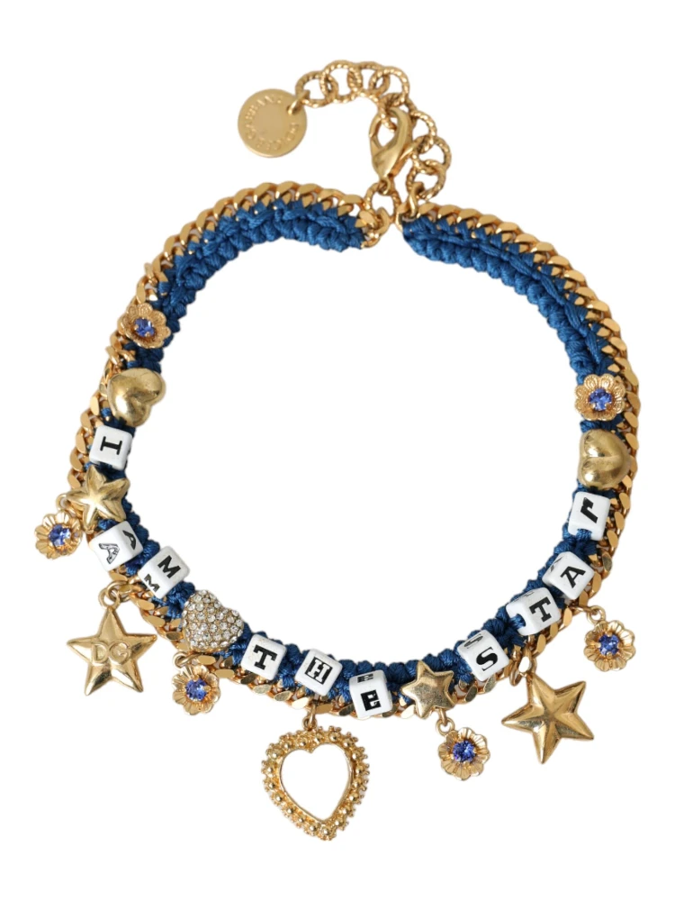 Gold Tone Brass Chain Iam The Star Bracelet